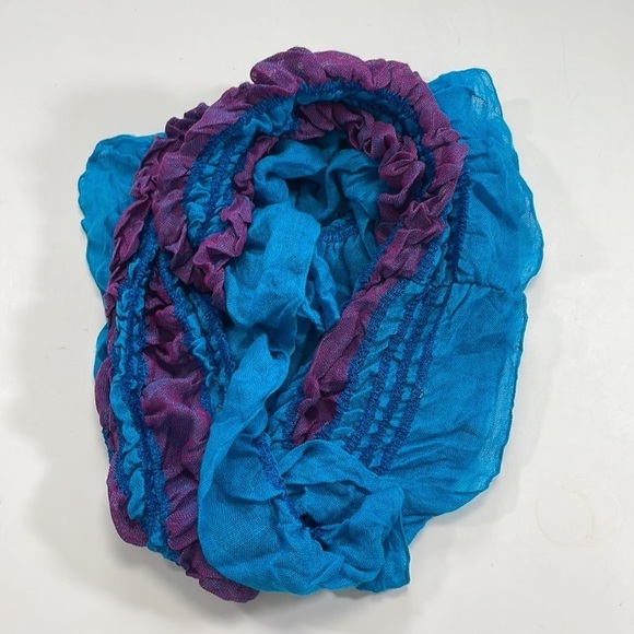 Blue Fuchsia Ruffled Eternity Scarf - Picture 5 of 7